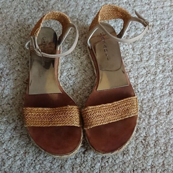 Casadei Brown Leather Ankle Strap Flat Sandals Size 37.5 - Picture 1 of 12